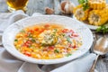 Corn soup with vegetables Royalty Free Stock Photo