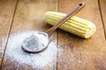 Corn starch is the corn flour used in cooking to prepare creams, as a thickener Royalty Free Stock Photo