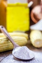 Corn starch is the corn flour used in cooking to prepare creams, as a thickener Royalty Free Stock Photo