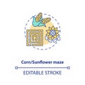 Corn and sunflower maze concept icon