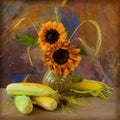 Corn and sunflowers Royalty Free Stock Photo