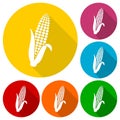 Corn symbol icons set with long shadow