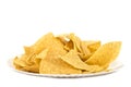 Corn tortilla chips (mexican chips) on paper plate