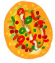 Corn tortilla fried fish taco Mexican food doodle chalk illustration