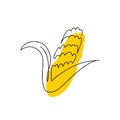 Corn vegetable in continuous line art drawing style