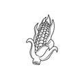 Corn vegetable illustration vector black outline drawing