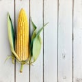 Corn on White Wooden Table, Generative AI