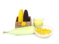 Corn, yellow corn boil And boiled purple corn in a box weave, such as water, milk and products made from corn.