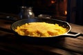 Cornbread baking in a castiron skillet capturing Royalty Free Stock Photo