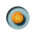 Cornbread On Blue Smooth Round Plate On Isolated Transparent Background U.S. Dish. Generative AI Royalty Free Stock Photo