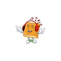 Cornbread with listening music mascot on white background