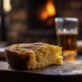 Cornbread On Stone In Rustic Pub. Generative AI Royalty Free Stock Photo