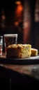 Cornbread On Stone Rustic Pub Mobile Wallpeper Postcard. Generative AI Royalty Free Stock Photo
