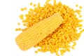 Corncob on a bulk of corn grains.