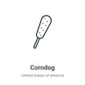 Corndog outline vector icon. Thin line black corndog icon, flat vector simple element illustration from editable united states Royalty Free Stock Photo