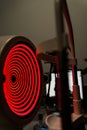 Corneal topographer shines red light for topography examination. Corneal topography eye vision test for visual Royalty Free Stock Photo