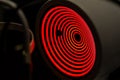 Corneal topographer shines red light for topography examination. Corneal topography eye vision test for visual Royalty Free Stock Photo