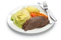 Corned beef and cabbage isolated on white background