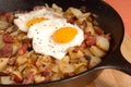 Corned beef hash and egg breakfast