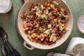 Corned beef hash with potatoes, cabbage and carrot Royalty Free Stock Photo