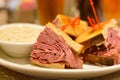 Corned beef pastrami sandwich Royalty Free Stock Photo