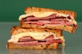 Corned beef sandwich with swiss cheese Royalty Free Stock Photo