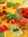 Cornelian cherries in vinegar marinade Royalty Free Stock Photo