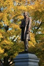 Cornelius Vanderbilt statue at Vanderbilt University in fall