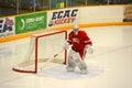 Cornell Goalie #33 in NCAA Hockey Game Royalty Free Stock Photo