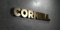 Cornell - Gold sign mounted on glossy marble wall - 3D rendered royalty free stock illustration