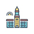 Color illustration icon for Cornell, new york and building