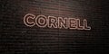 CORNELL -Realistic Neon Sign on Brick Wall background - 3D rendered royalty free stock image