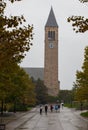 Cornell University`s Clock Tower on a rainy day Royalty Free Stock Photo