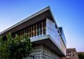 Corner of Acropolis museum modern building in Athens, Greece