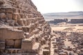 corner of the ancient pyramid of Cheops with huge blocks of stone