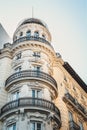 A Corner Apartment Building in Alicante Spain with Circular Round Balcony, Railings and Dome Roof Royalty Free Stock Photo