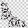 Corner baroque ornament decoration element. Royalty Free Stock Photo