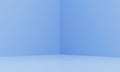 Corner of blue room in the 3d. Blue background Royalty Free Stock Photo