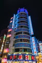 corner building in the entertainment area of Kabukicho, Shinjuku, Tokyo, Japan, at night