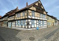 Corner building of Quedlinburg Old Town in Germany Royalty Free Stock Photo