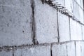 Corner of a concrete block wall in a building under construction Royalty Free Stock Photo