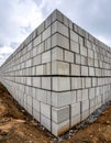 Corner of a Concrete Block Wall Under Construction Royalty Free Stock Photo