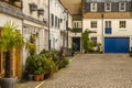 Corner of the courtyard in front of the beautiful old buildings