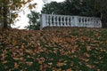 Corner decorative fence in historical style. Royalty Free Stock Photo