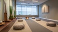 In the corner a designated meditation area offers a tranquil escape for employees to practice mindfulness and reduce