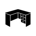 Corner Desk Solid Icon for Home Office Setup Royalty Free Stock Photo