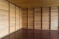 Corner of empty room. wooden walls and flooring