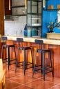 A corner of the European-style unmanned bar, high stools Royalty Free Stock Photo