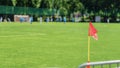 Corner flag on soccer field. Football soccer field with green grass Royalty Free Stock Photo