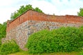 Corner fragment of the fortress wall of Friedland XIV century. Pravdinsk, Kaliningrad region